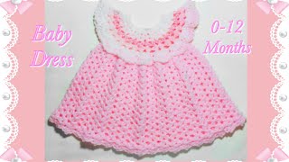 How to crochet a cute baby pinafore style little dress for 0-12 months #131 by Crochet for Baby