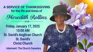 A Service of Celebration for the Life of MEREDITH ROLLINS