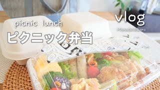 【picnic vlog】お弁当を作ってお出かけする休日／わんぱくサンド／からあげetc…【二人暮らし】