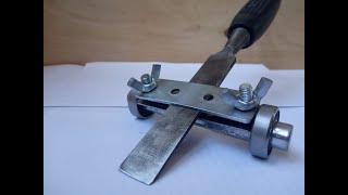 DEVICE FOR SHARPENING CHISELS AND PLANE KNIVES!