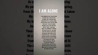I AM Alone poem #poem #poemlover #Alone #youtubeshorts #subscribe