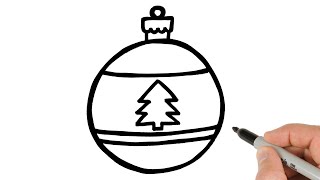 How to Draw Christmas Ornament Ball | Easy Christmas Drawings