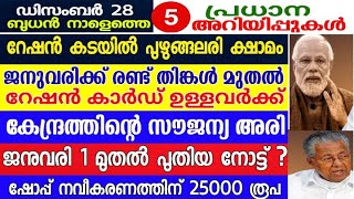 tomorrow announcement,28/12/22, രാജ്യത്ത് കറൻസി മാറ്റുന്നുവോ,സൗജന്യ റേഷൻ പ്രഖ്യാപിച്ചു,പുങ്ങലരിയില്ല