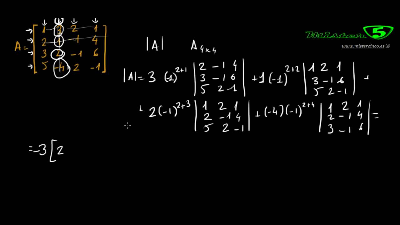 DETERMINANTE MATRIZ CUATRO POR CUATRO 4x4 POR COFACTORES O ADJUNTOS ...