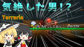 地面で気絶してる謎の男を発見！？地獄まで掘り進める！【ゆっくり達のテラリア日記#8】