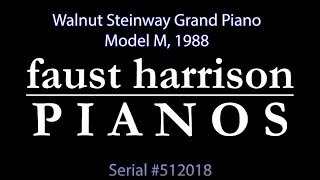 Steinway Grand Piano, Walnut 1988 Model M, Serial# 512018