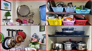 Kitchen Utensils Organization | Vessels Organization in Indian Non Modular Kitchen without Shelf’s