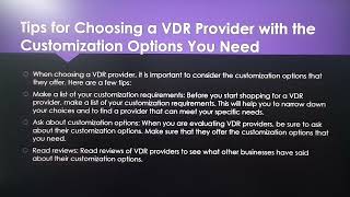 Customization Options in Cloud-Based Virtual Data Rooms (VDRs).
