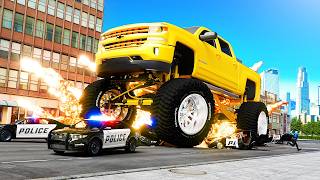 107 Biggest Lifted Vehicles Crush Cops in GTA 5 RP