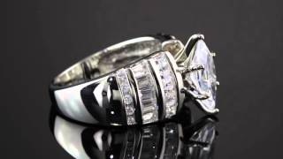 3.87 TCW Marquise-Cut Cubic Zirconia Engagement Anniversary Ring In Platinum Over Sterling Silver