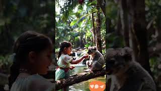 Magical Moments: Little Girl Feeding a Koala in Nature #cute #animals #music #baby #love #anime