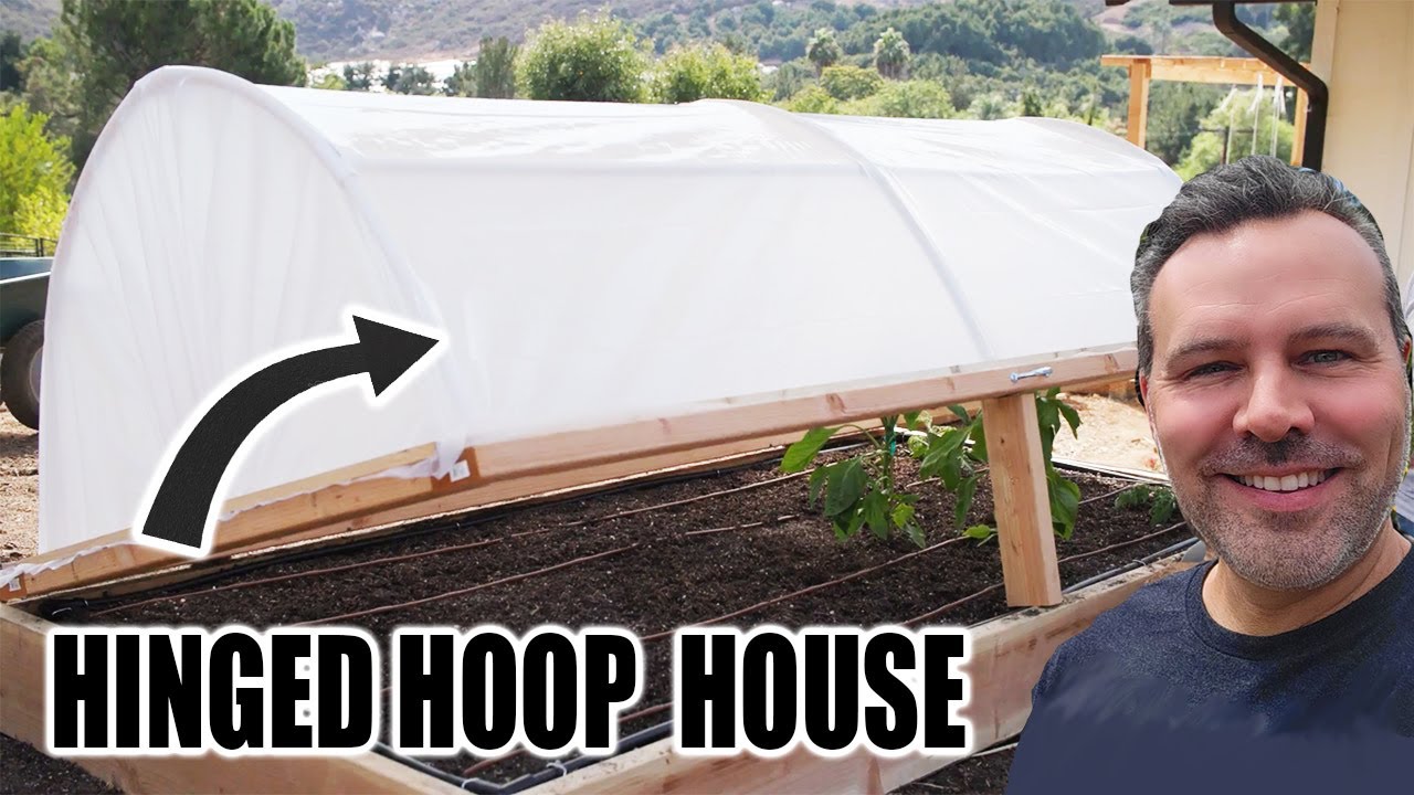 How To Build A HINGED HOOP HOUSE For A Raised Bed - YouTube