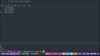 Lua Tutorial with Neovim: Multiple Assignment