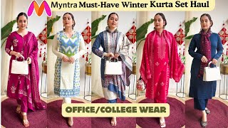 *HUGE* Myntra Woollen Kurta Set Haul under Budget | Winter Wear Kurta Sets | Mahima Giri