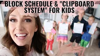 Clipboard Chore System + Block Schedule for kids!