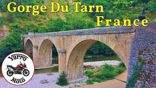 Motorcycle ride from Raphele les Arles to Vezac via the Gorge du Tarn, France.