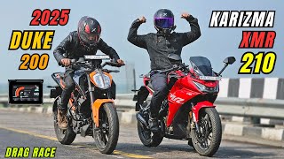 2025 Ktm Duke 200 Colorful Display Vs Hero Karizma Xmr 210 Drag Race | First On Youtube