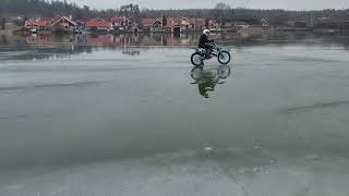 Tm Racing 125 on a lake (Thin ice!)