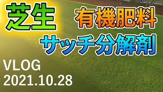 【芝VLOG】芝刈りWカット／有機肥料・イデコンポ・目砂散布【2021.10.28】