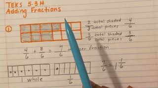 TEKS 5.3H Adding Fractions with Uncommon Denominators