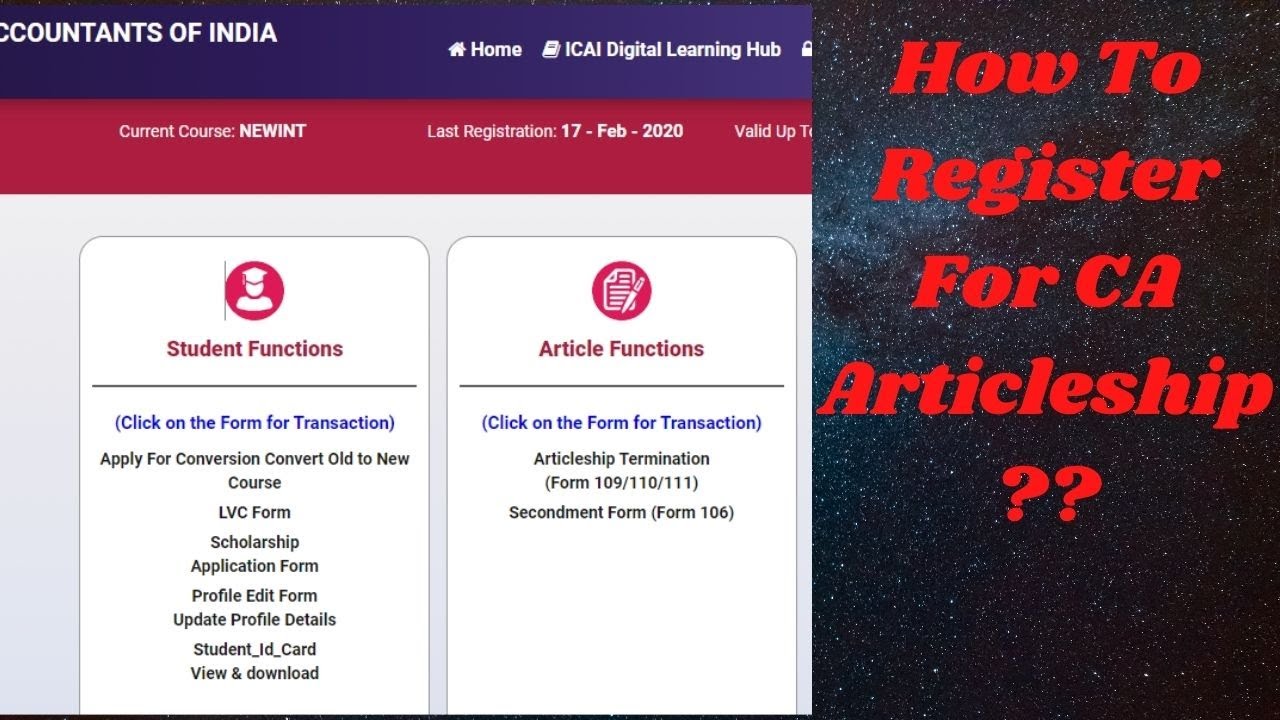 Articleship Registration Process Youtube