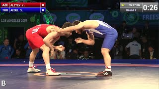 Round 1 FS - 57 kg: Yashar ALIYEV (AZE) df. Sezar AKGUL (TUR), 9-4