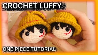 🏴‍☠️ Crochet Luffy (One Piece) Head with Straw Hat | Crochet Tutorial 🏴‍☠️