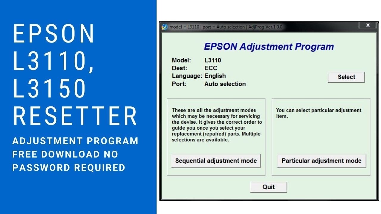 Epson L3110, L3150 Resetter | Adjustment Program Free Download No ...