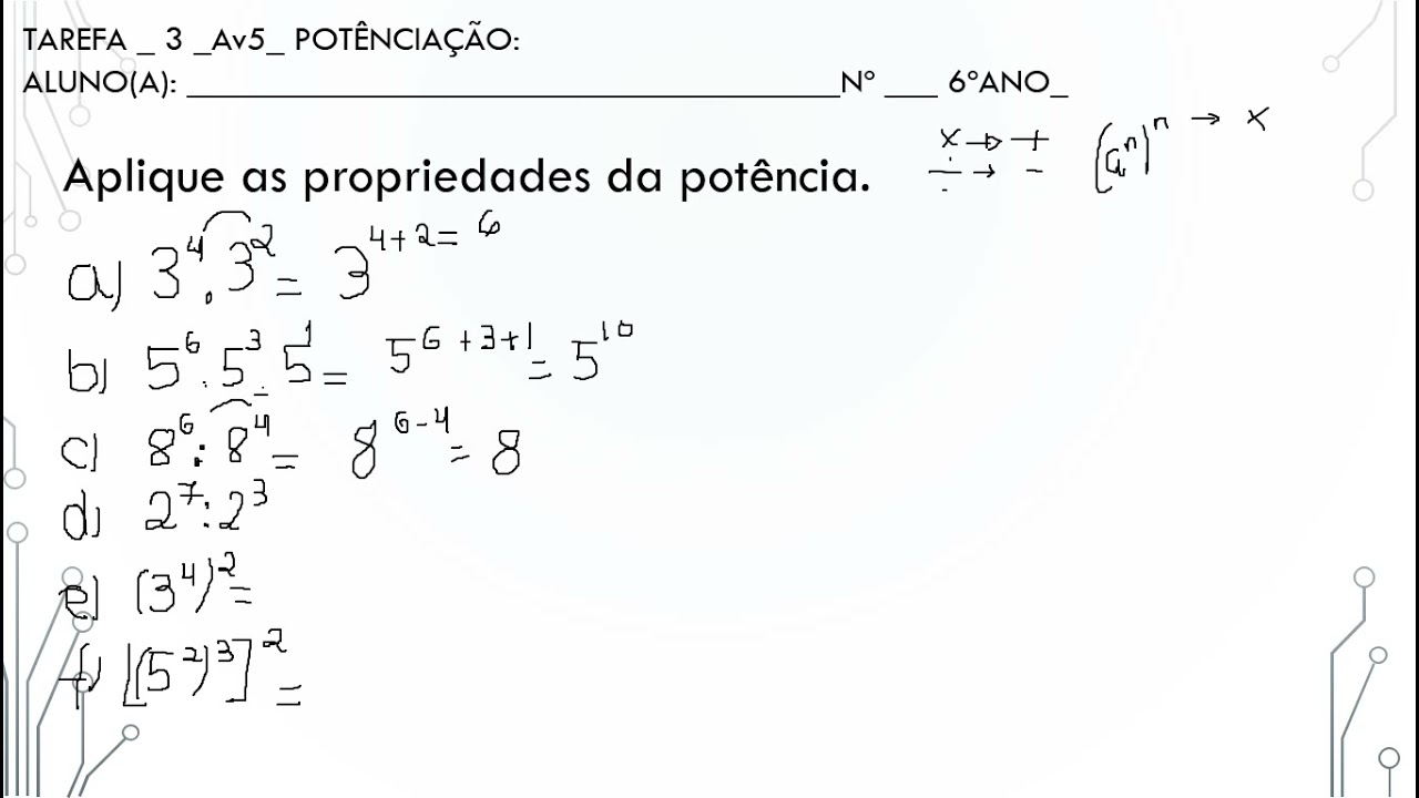 Exercicios De Aplicacao Sobre Potencias