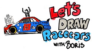 Let's Draw Race Cars with Boris at Noon ET!  How to Draw Kyle Busch's iRacing Indy Car