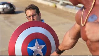 Free Guy   Ryan Reynolds with Captain America's Shield