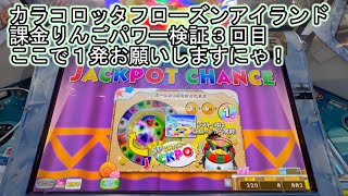 こねこのメダルゲーム日記No.149 カラコロッタフローズンアイランド課金りんご検証No.3