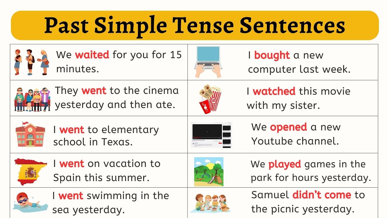 English Using Tenses Example Sentences Past Simple Tense