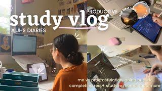 study vlog 📚 me vs procrastination, going outside, completing req + studying / jhs diaries 🔮