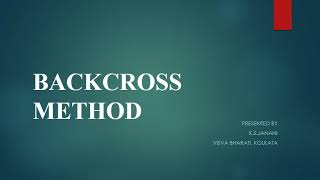 Backcross Method | B.Sc Agriculture | Plant Breeding