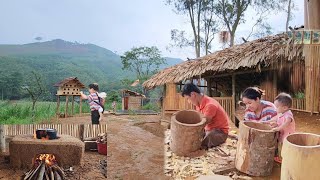 Disabled father and single daughter : Utilize wood to make pots to sell - Cook -