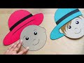 cute boy and girl in hats with paper children’s day paper craft how to make kids face with paper