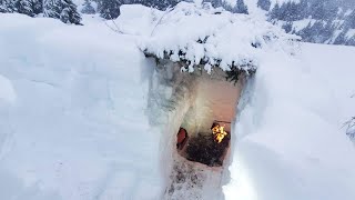 Camping in 16 Winter Bushcraft Shelters