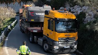 Brutal maniobra de Tráiler con maquinaria pesada para llegar a zona de rescate de Julen en Totalán