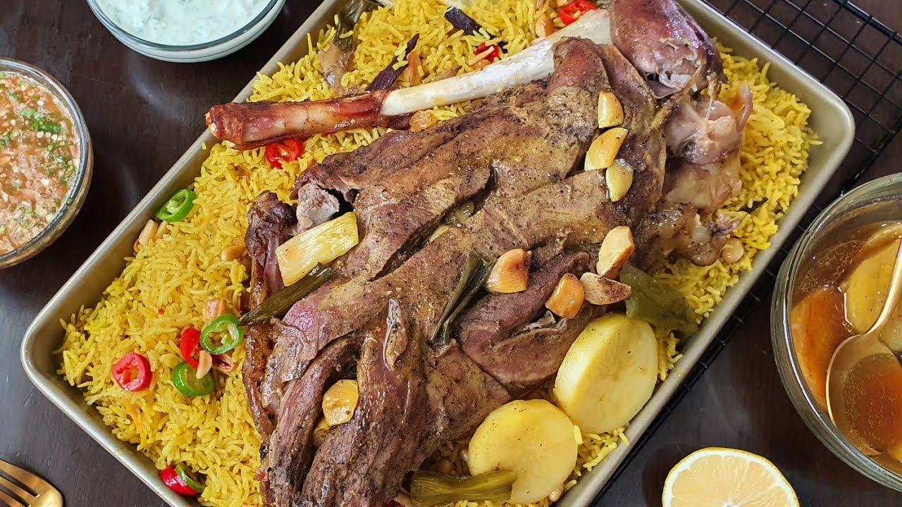 Lamb Leg Roast Arabic Style With Mandi Rice - YouTube