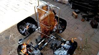 Mini Churrasqueira 4 Fornalhas Para Costela Fogo de Chão