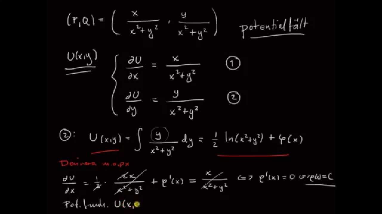 Vektoranalys (flerdim) Del 7 - Potentialfält, Exempel - YouTube