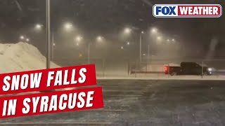 Snow Starts To Fall In Syracuse
