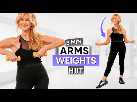 8 minute upper body workout with women over 50 with light weights!