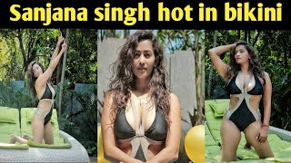 Actress sanjana Singh hot in the pool with bikini | sanjana bikini