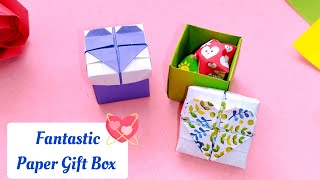 Origami Heart Box - How to make a Paper Gift Box for Valentine - Paper Heart Box - No Glue, No Tape