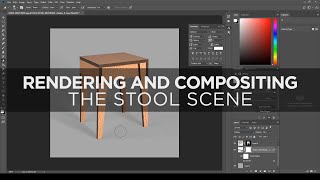 Simple Stool Design Part #3 Create Multipass Render in C4d\u0026Vray and compositing it in Photoshop