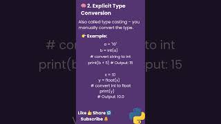 Python Type Conversion in 60 Seconds – Implicit vs Explicit #shortsvideo #coding #programming