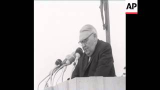 CAN311 WEST GERMAN CHANCELLOR ERHARD ADDRESSING A MASS CATHOLIC RALLY IN STUTTGART