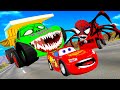 Lightning Mcqueen And Friends Vs Spiderman Choochoo Charles Zombie Balaz Pixar Cars In  Beamng.drive